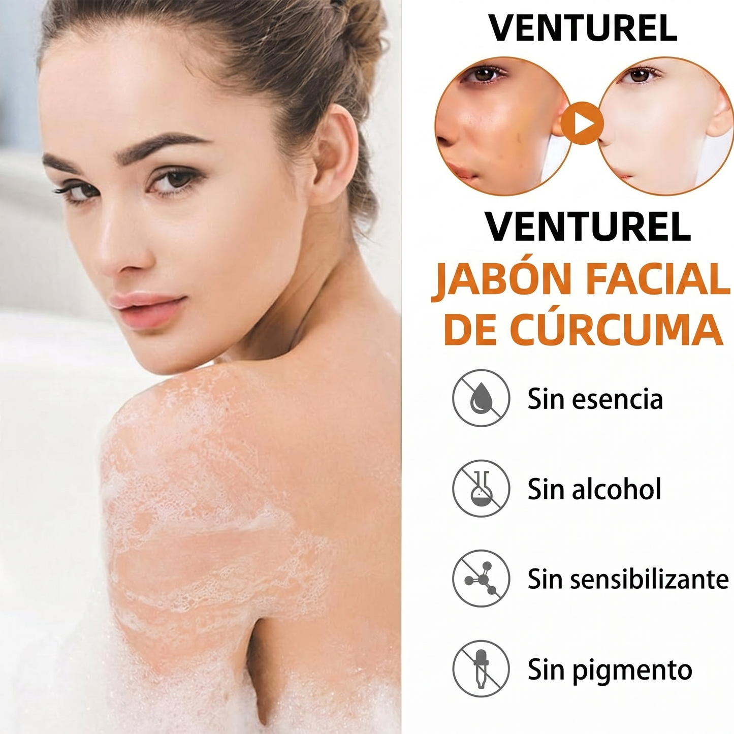 Turmeric Glow Soap - Limpieza Facial Natural | Piel limpia, sin acné y con glow real
