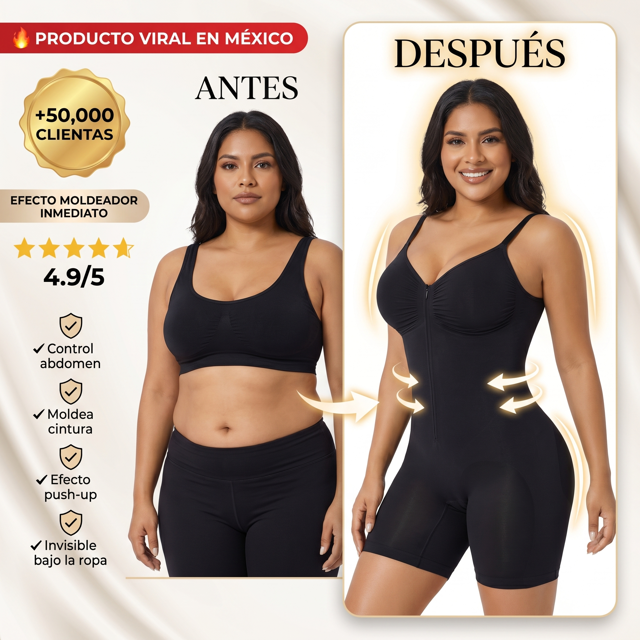 VENTUREL Body Moldeador con Cierre